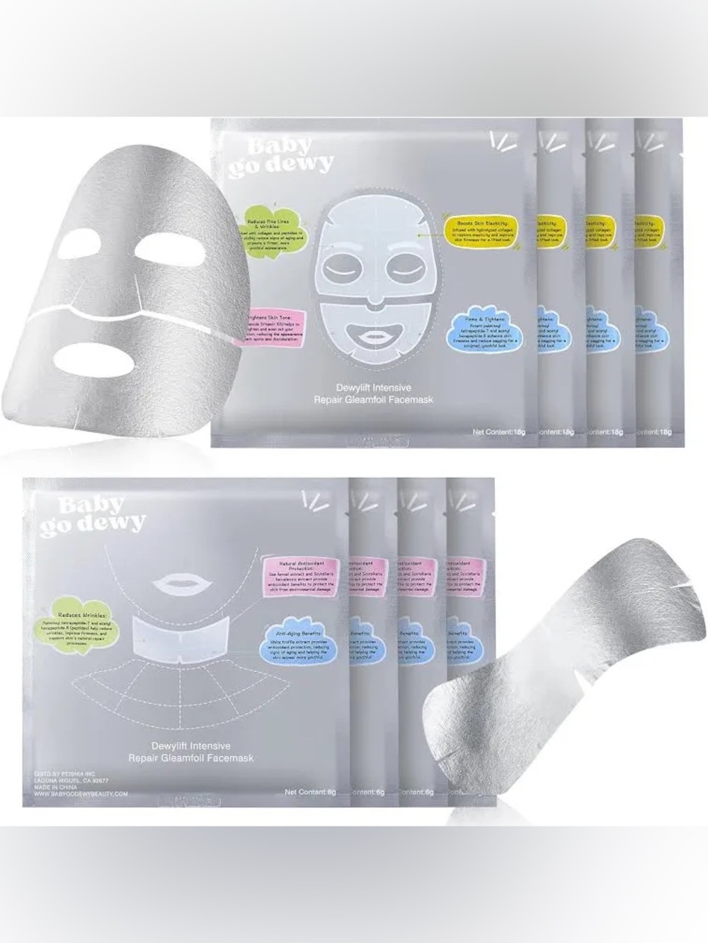 Baby Go Dewy Bio-Collagen‑Peptide Face Mask Sheets